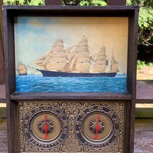Vintage Wooden Taylor Temperature Humidity Brigantine Ships Decor